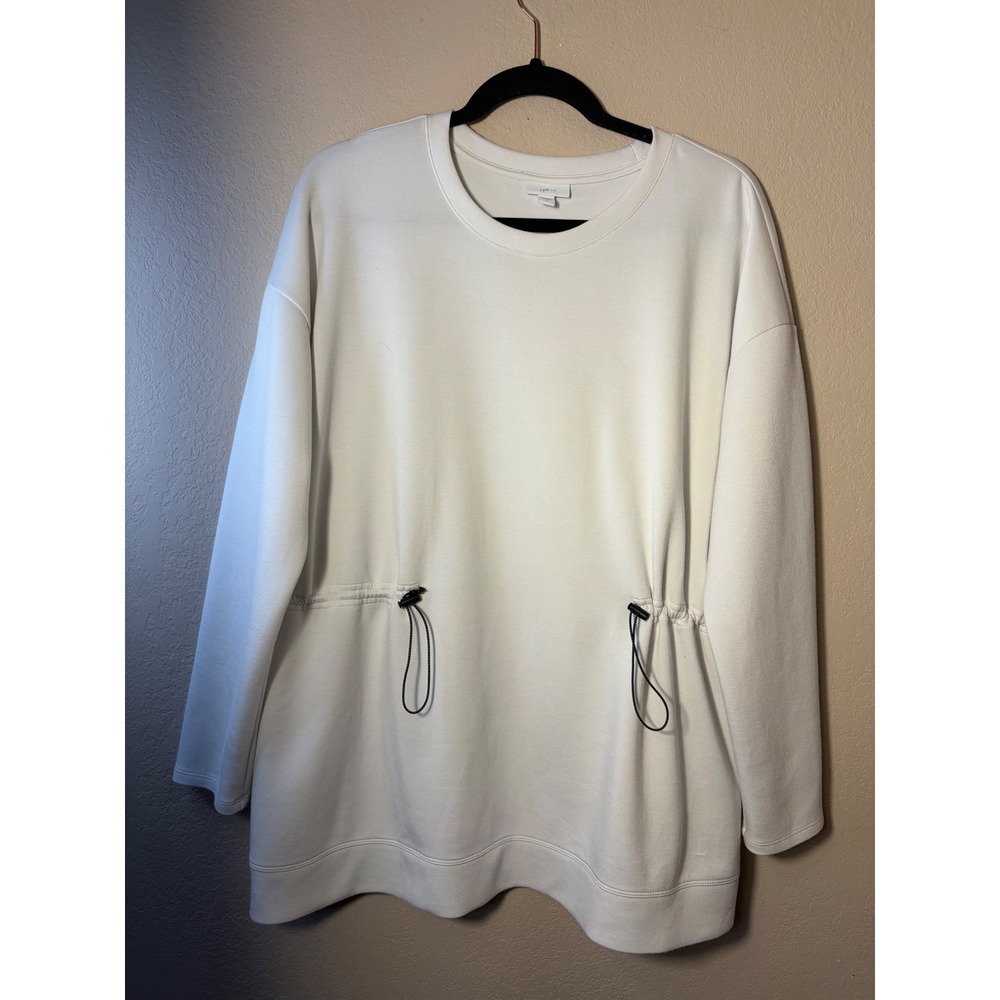 J.Jill Fit White Long Sleeve Drawstring Waist Sweatshirt Large Activewear